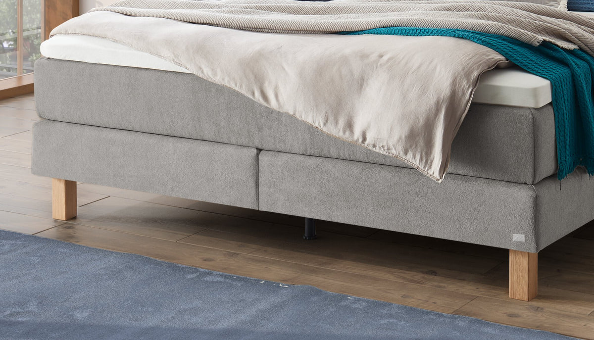 Hasena Carlota Boxspringbett – 140 x 200 cm, Elegance-Top, Pace light grey
