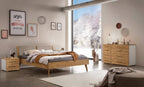 Hasena Fabro Bett mit Polsterkopfteil – 140 x 200 cm, Fusshöhe 25 cm, Wildeiche natur, geölt, 842-Pace sand