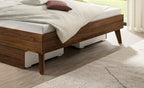 Hasena Taliana Massivholzbett mit Polsterkopfteil – 160 x 200 cm, Fusshöhe 25 cm, Kernbuche natur, geölt, Pace light grey