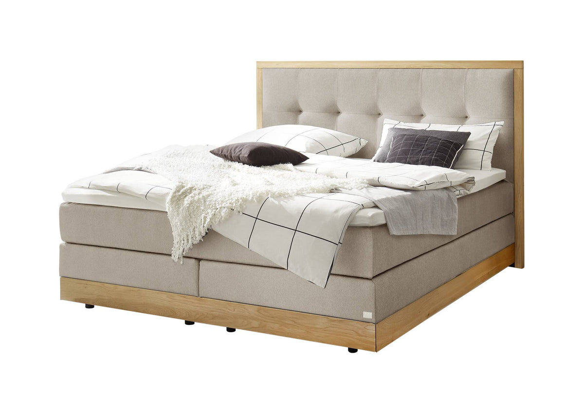 Hasena Alba Boxspringbett mit Stauraum – 160 x 200 cm, Glamour-Top, Pace sand