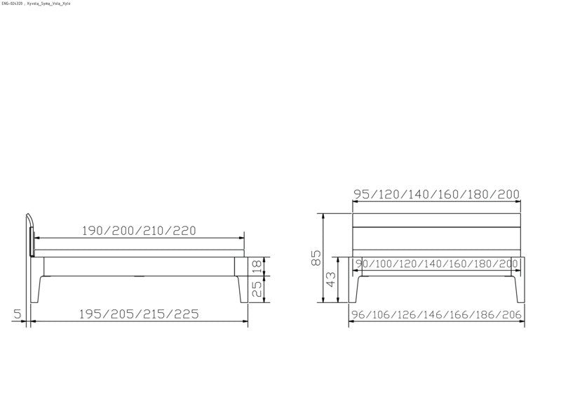 Hasena Xyvola Bettgestell – 120 x 190 cm, 25 cm, MDF weiss deckend, lackiert
