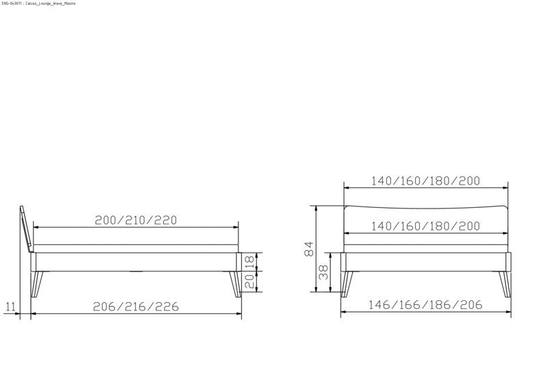 Hasena Caluso Bettgestell – 180 x 200 cm, 20 cm, MDF weiss deckend, lackiert