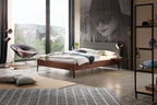 Hasena Fanano Bett mit Polsterkopfteil – 140 x 200 cm, 25 cm, Nussbaum, geölt