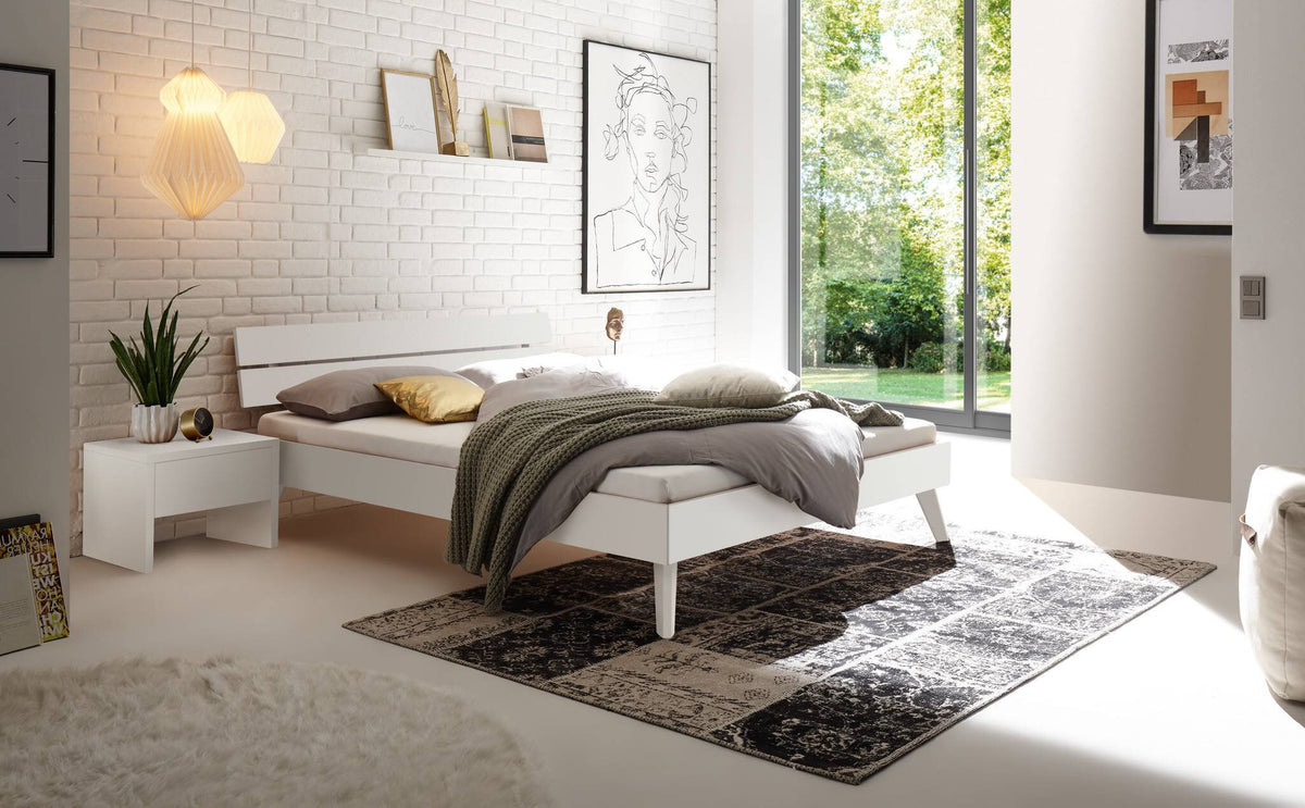 Hasena Ortona Bettgestell – 90 x 200 cm, 25 cm, MDF weiss deckend, lackiert