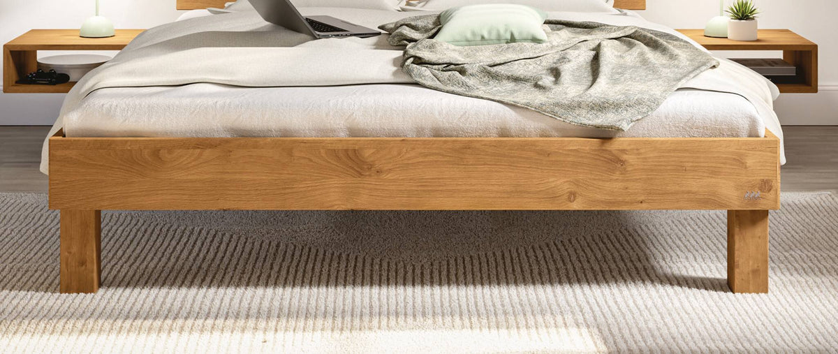 Hasena Forti Bettgestell – 100 x 200 cm, 25 cm, Wildeiche natur, geölt