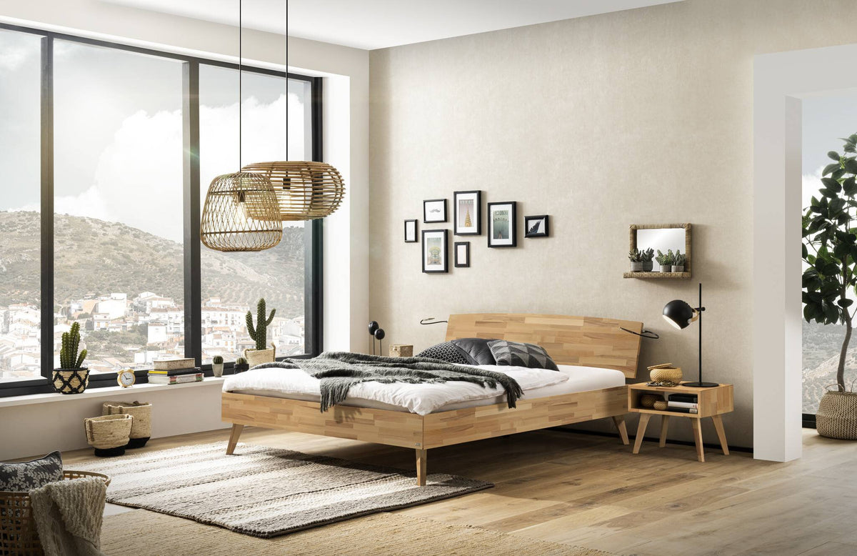Hasena Sambuco Massivholzbett – 90 x 200 cm, 25 cm, Kernbuche natur, geölt