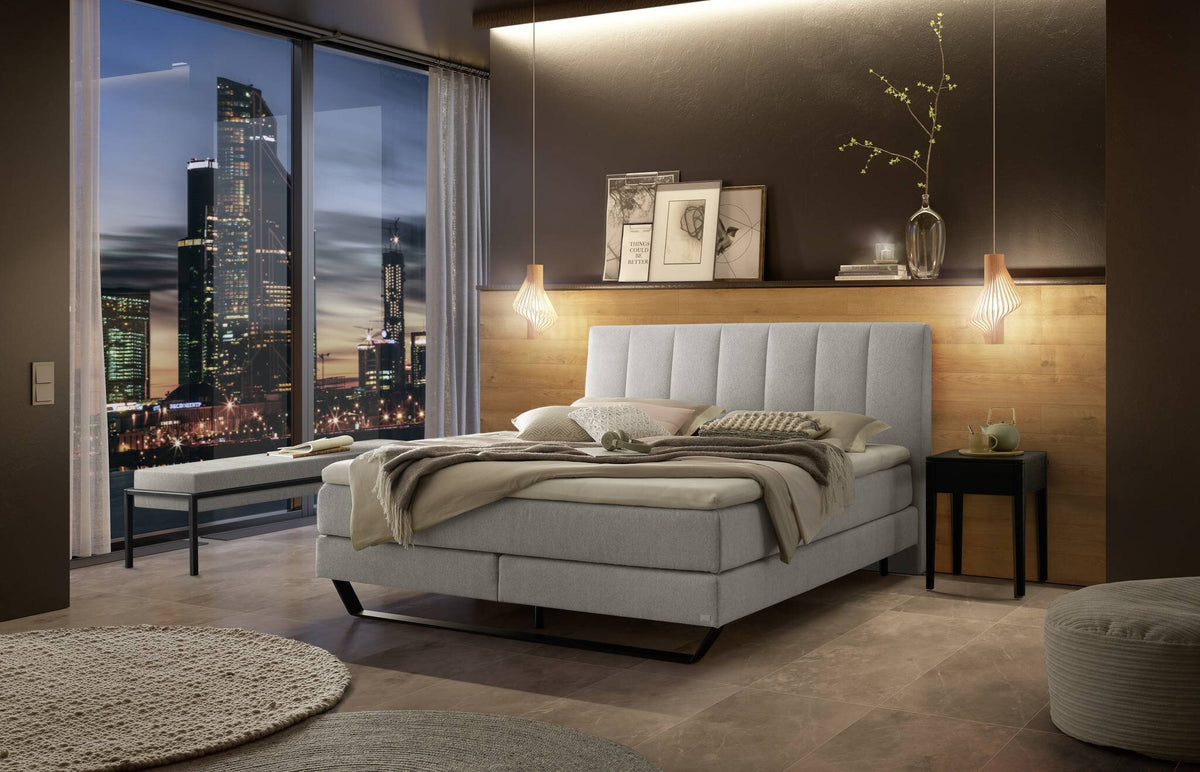 Hasena Ambra Boxspringbett – 140 x 200 cm, Lovely-Top, Pace light grey