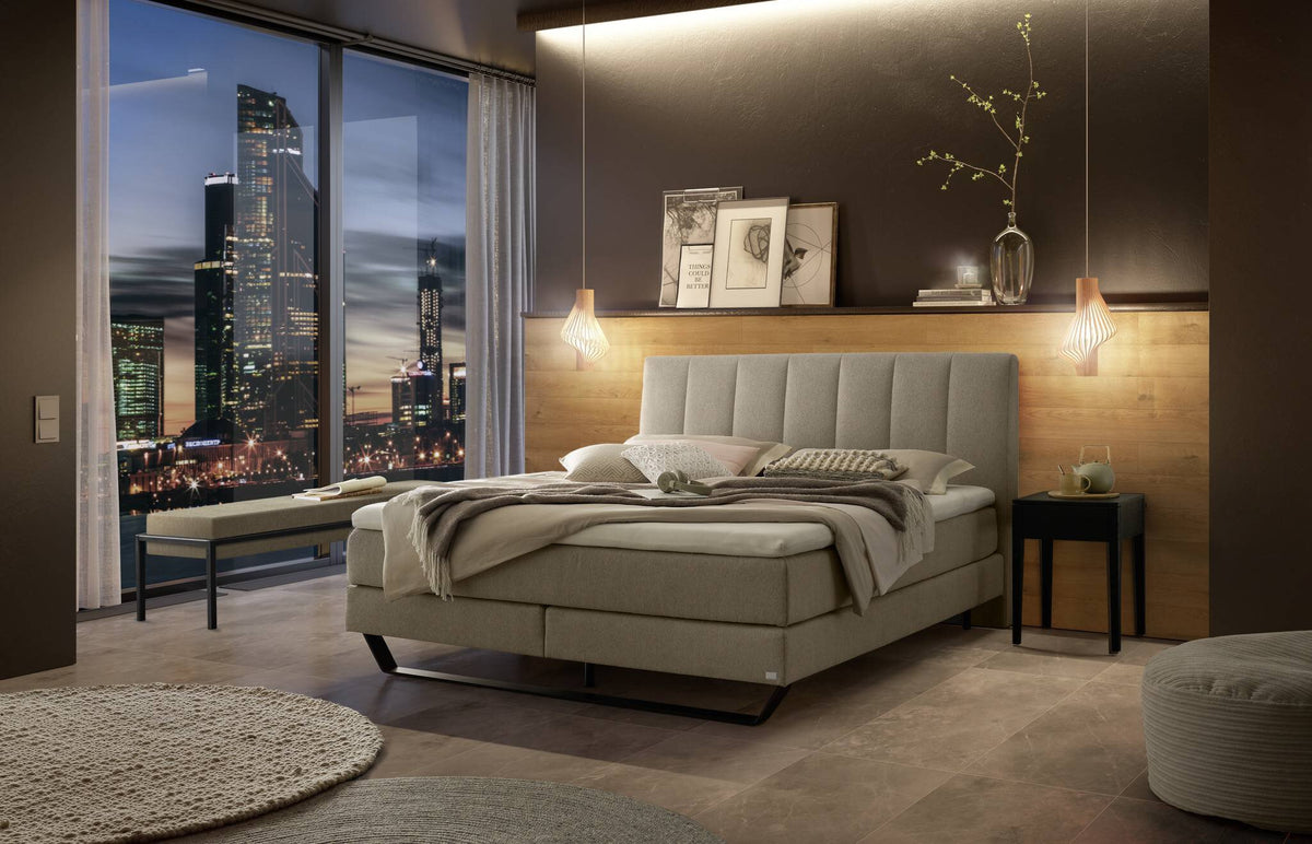 Hasena Ambra Boxspringbett – 140 x 200 cm, Lovely-Top, Pace sand