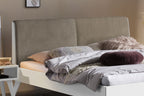 Hasena Simone Bett mit Polsterkopfteil – 160 x 200 cm, Fusshöhe 20 cm, MDF weiss deckend, lackiert, Pace sand