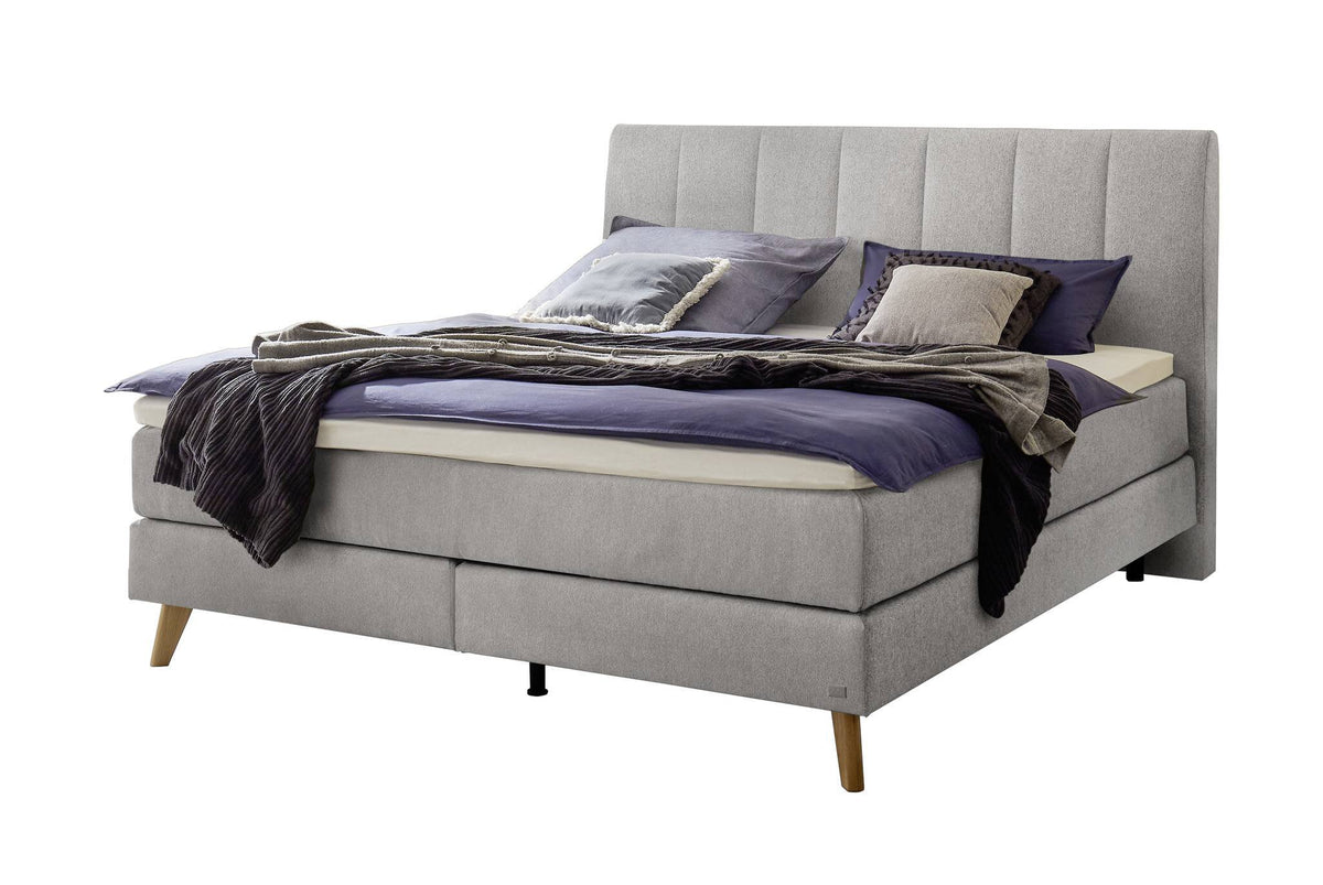 Hasena Fernanda Boxspringbett – 140 x 200 cm, Glamour-Top, Pace light grey