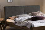 Hasena Simone Bett mit Polsterkopfteil – 160 x 200 cm, Fusshöhe 25 cm, MDF weiss deckend, lackiert, Pace light grey
