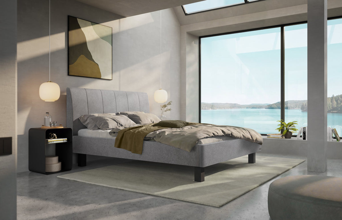 Hasena Cristina Polsterbett – 140 x 200 cm, 25 cm, Pace light grey