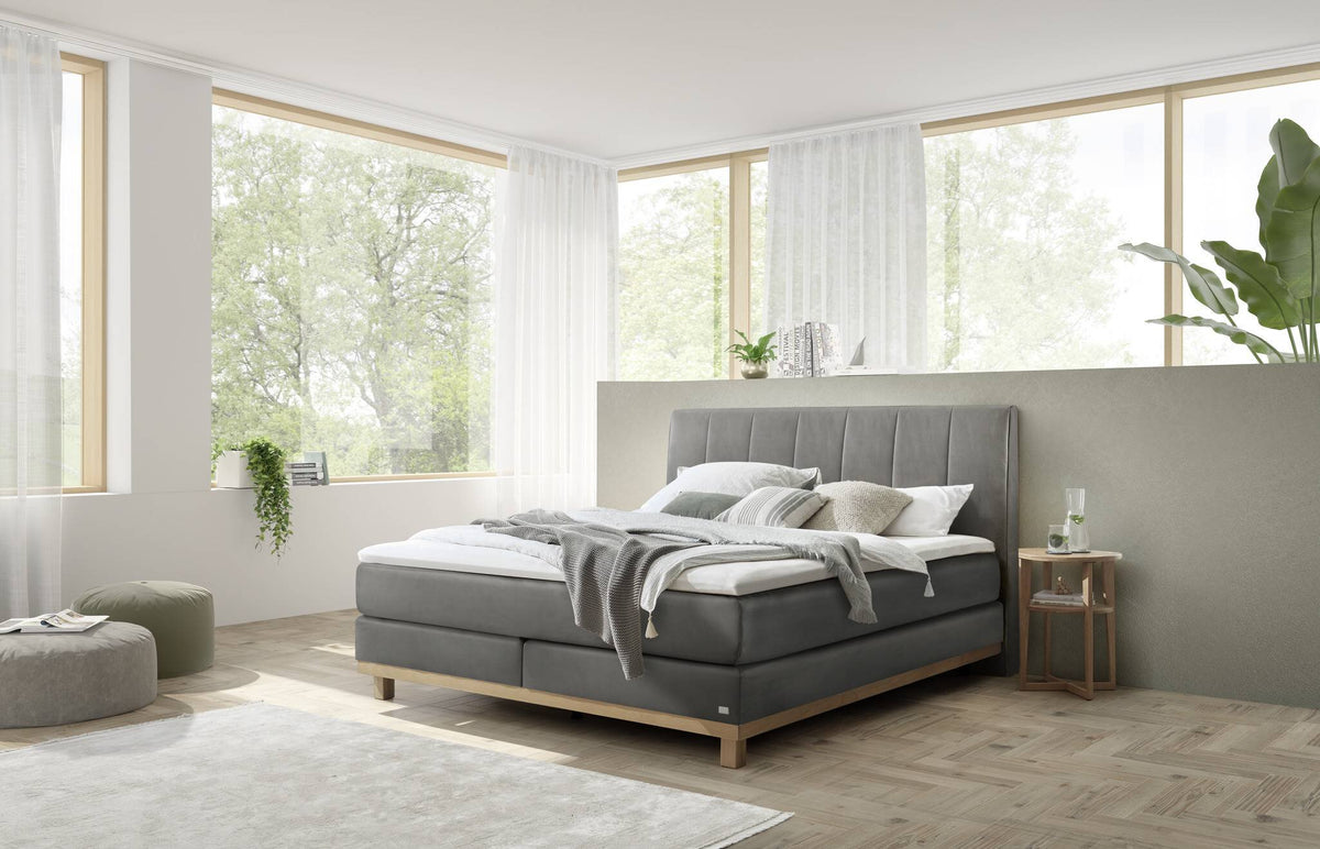 Hasena Estela Boxspringbett – 140 x 200 cm, Lovely-Top, Monet steel