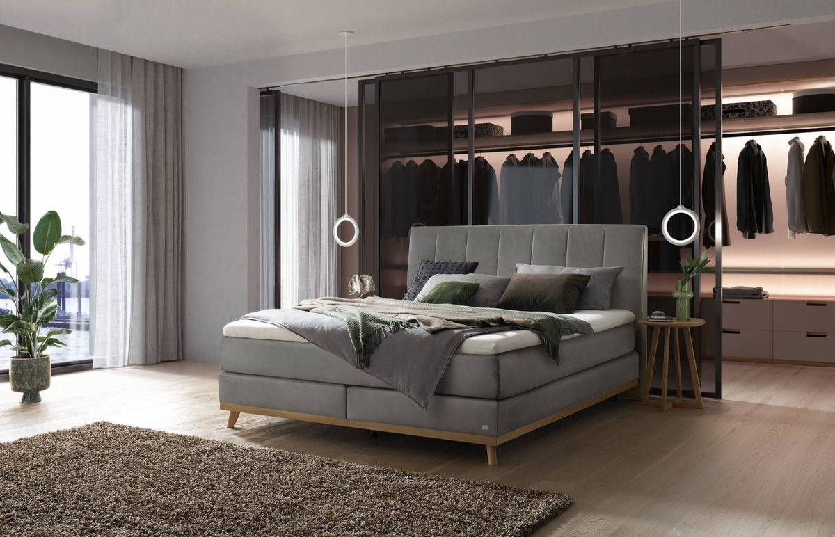 Hasena Stefania Boxspringbett – 140 x 200 cm, Lovely-Top, Monet steel