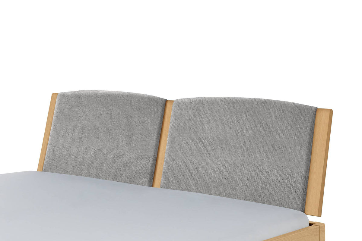 Hasena Comfy Polsterkopfteil – 140 cm, Eiche bright, geölt, 840-Pace light grey