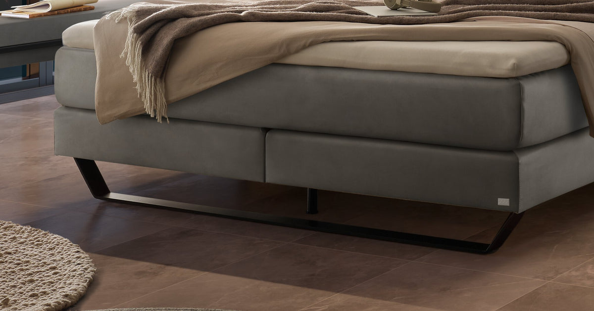 Hasena Ambra Boxspringbett – 140 x 200 cm, Elegance-Top, Pace light grey