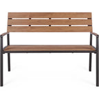 Garten Sitzbank Isak anthrazit - moderne Holz-Metallbank für Terrasse und Balkon