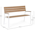 Gartenbank Isak weiß 123cm - Holzbank mit Rückenlehne für Garten und Terrasse