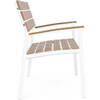Gartenbank Isak weiß mit Armlehnen, Teak und Textilene, modernes Design, 123x59cm