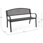 Gartenbank Lizette anthrazit - robuste Metall-Sitzbank 123cm mit Rückenlehne, 84cm hoch