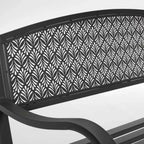 Gartenbank Lizette anthrazit mit modernem Blattmuster-Design, strapazierfähige Metallbank für Garten und Terrasse.