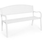 Gartenbank Lizette weiß - Moderne Metall-Sitzbank für Garten und Terrasse, 3-Sitzer