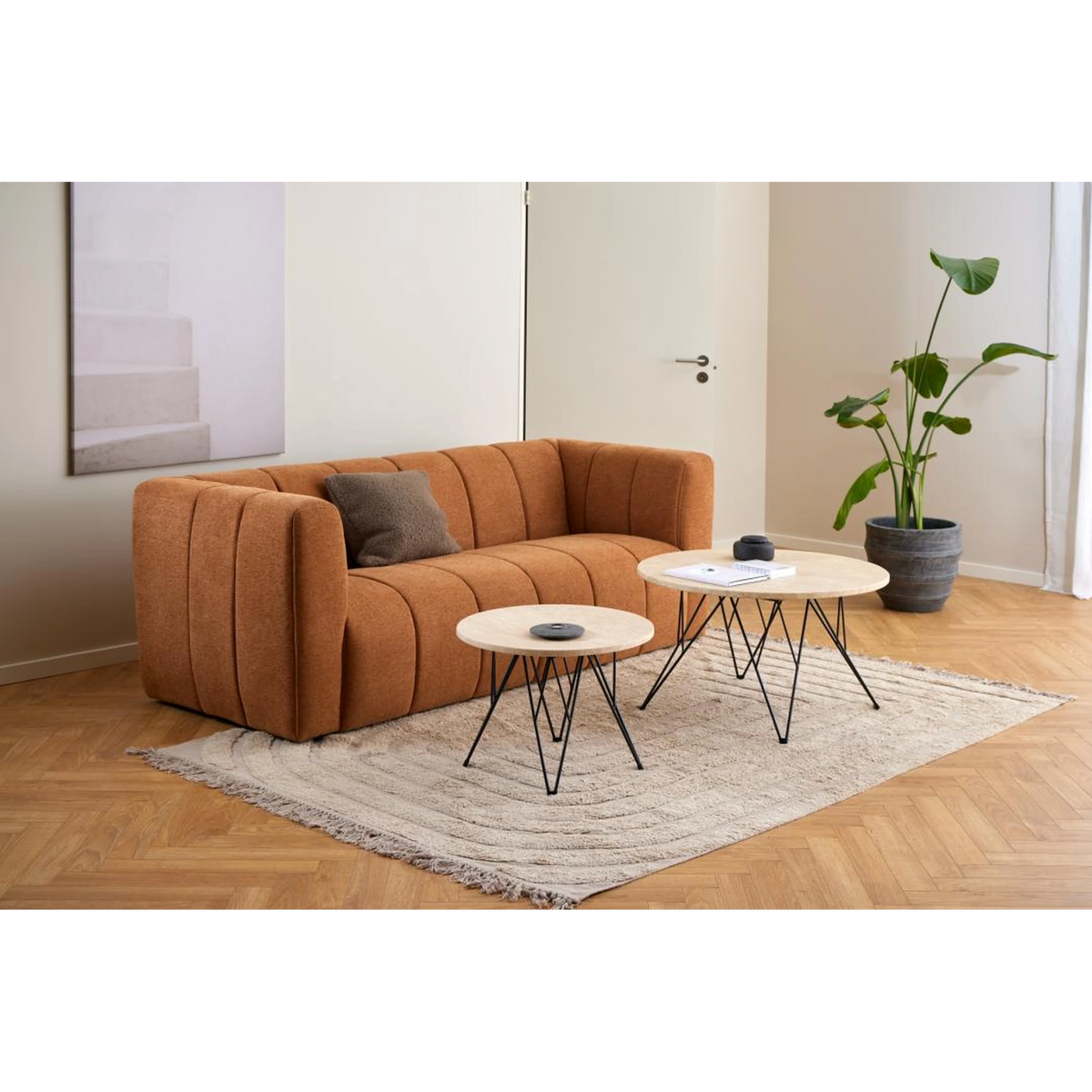Prunus Couchtisch rund Ø80x46.4 cm, Gestell Schwarz