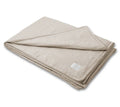 Gefaltetes Halbleinen-Plaid Breezee in Sand, natürliche Bettwäsche in zeitlosem Beige-Ton