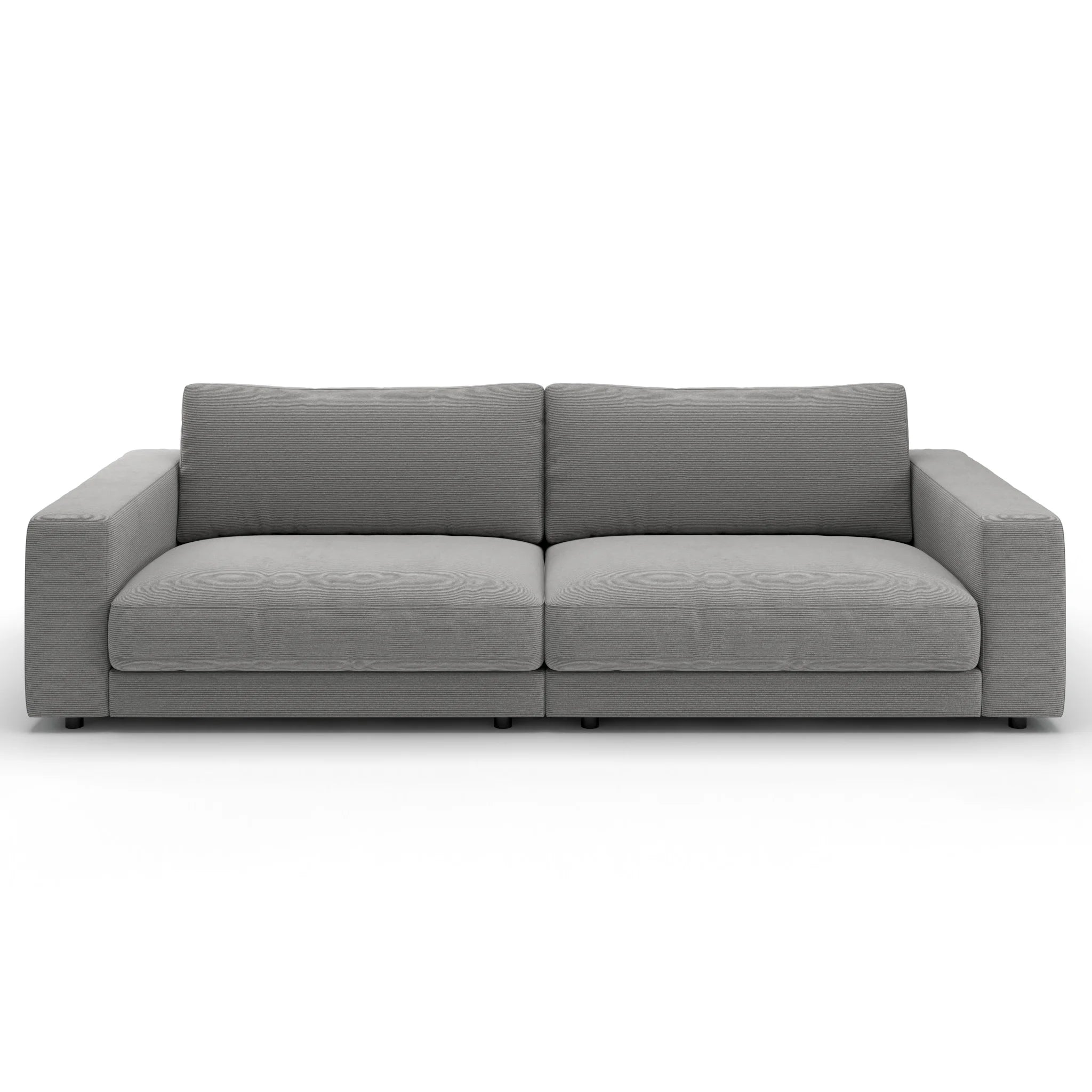 Modernes Sofa in Grau - hochwertiges 2er Designsofa aus Feincord | Schweizer Möbel