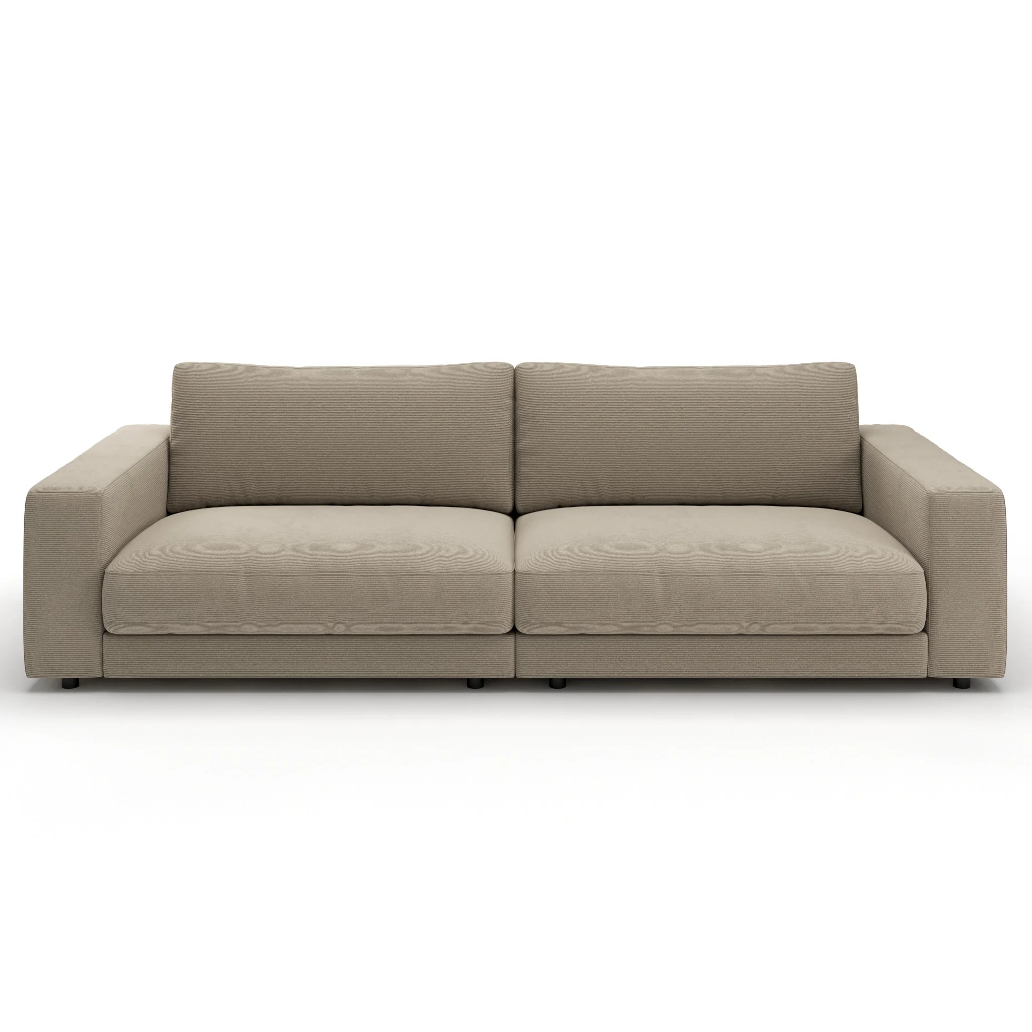 Modernes Sofa in Beige aus Feincord Stoff - elegante 2-Sitzer Couch für Wohnzimmer