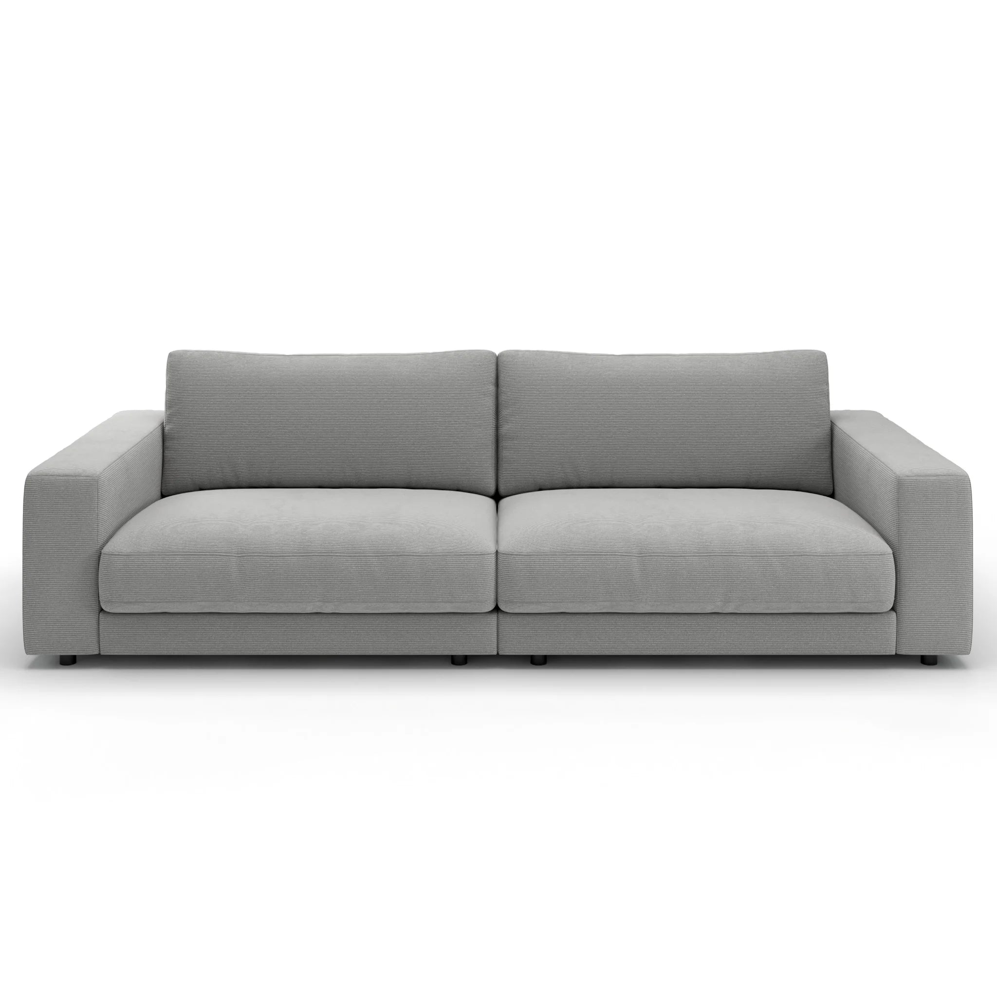 Modernes Sofa aus Feincord in Silber mit hochwertiger Verarbeitung und komfortablem Design für Ihr Wohnzimmer.