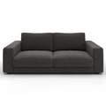 Modernes 2-Sitzer Sofa in Anthrazit mit hochwertiger Feincord-Polsterung und kubischen Armlehnen.