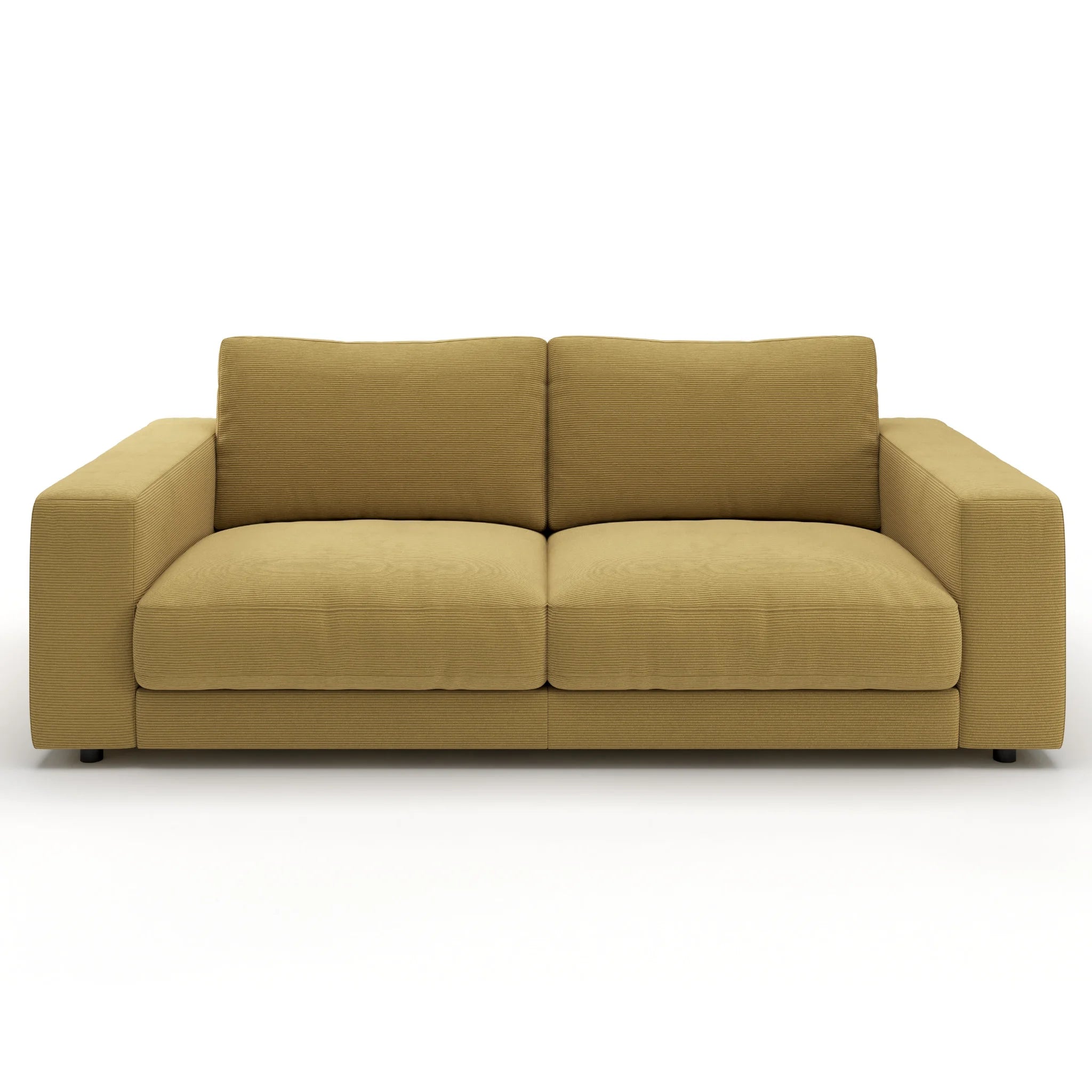 Modernes Sofa in Pistachio-Grün mit Feincord-Bezug, 2-Sitzer Couch mit hohen Armlehnen für stilvolles Wohnzimmer.