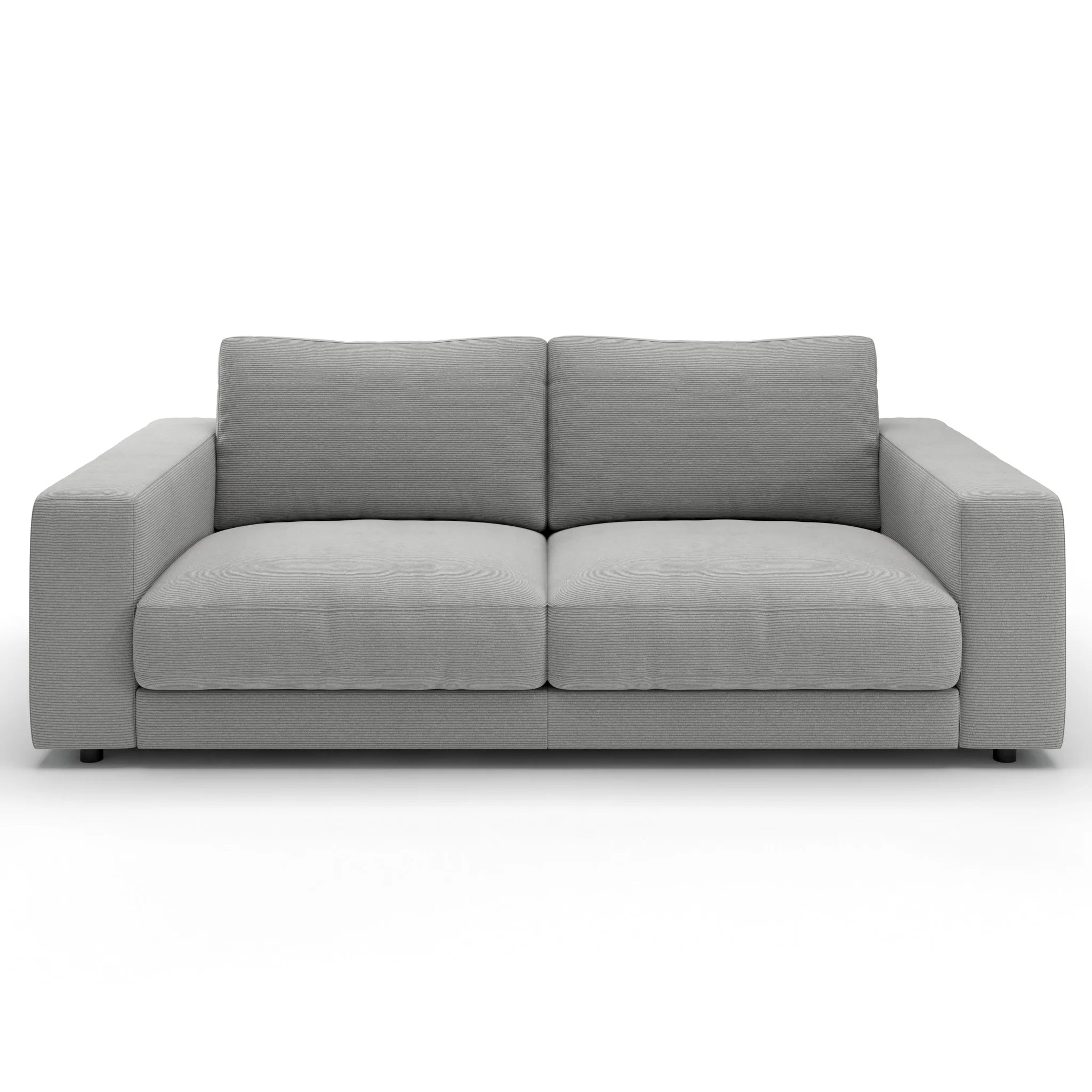 Modernes 2er Sofa in Silber Feincord mit hochwertigem Design und komfortablen Armlehnen