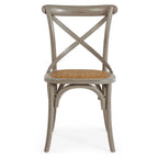 Holzstuhl Cross dunkelgrau mit Rattansitz - Klassischer Bugholzstuhl für Küche & Esszimmer