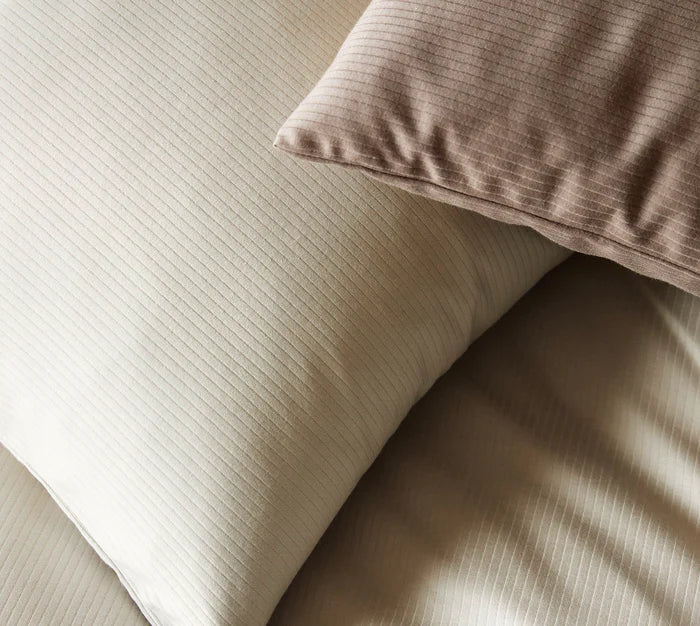 Housse de couette en jersey de laine côtelé blanc 160x210