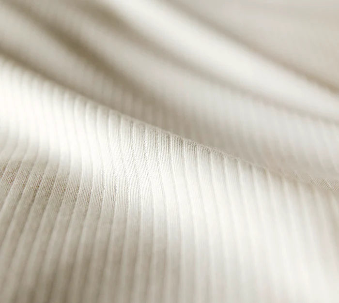 Taie d'oreiller en jersey de velours côtelé, blanc cassé, 65 x 100 cm