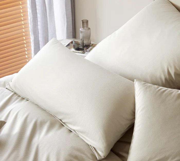 Housse de couette en jersey de laine côtelé blanc 160x210