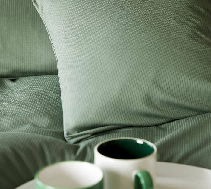 Taie d'oreiller en jersey de velours côtelé, pistache, 50 x 70