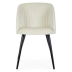 Moderner Samtstuhl Queen in Weiß mit schwarzen Metallbeinen - eleganter Designerstuhl