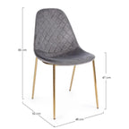 Stuhl Terry Velvet Grau - moderner Esszimmerstuhl mit Samtbezug und Metallbeinen