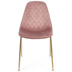Stuhl Terry Velvet Pink - eleganter Polsterstuhl mit Diamantmuster und Messingbeinen