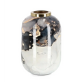 Vase Marsha in Grau und Gold mit Marmoroptik und goldenem Rand, elegante Dekoration für moderne Wohnräume