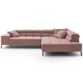 Große Eckgarnitur Wilson 2AL in Cord Rosa – moderne Lounge-Sofa mit Metallbeinen