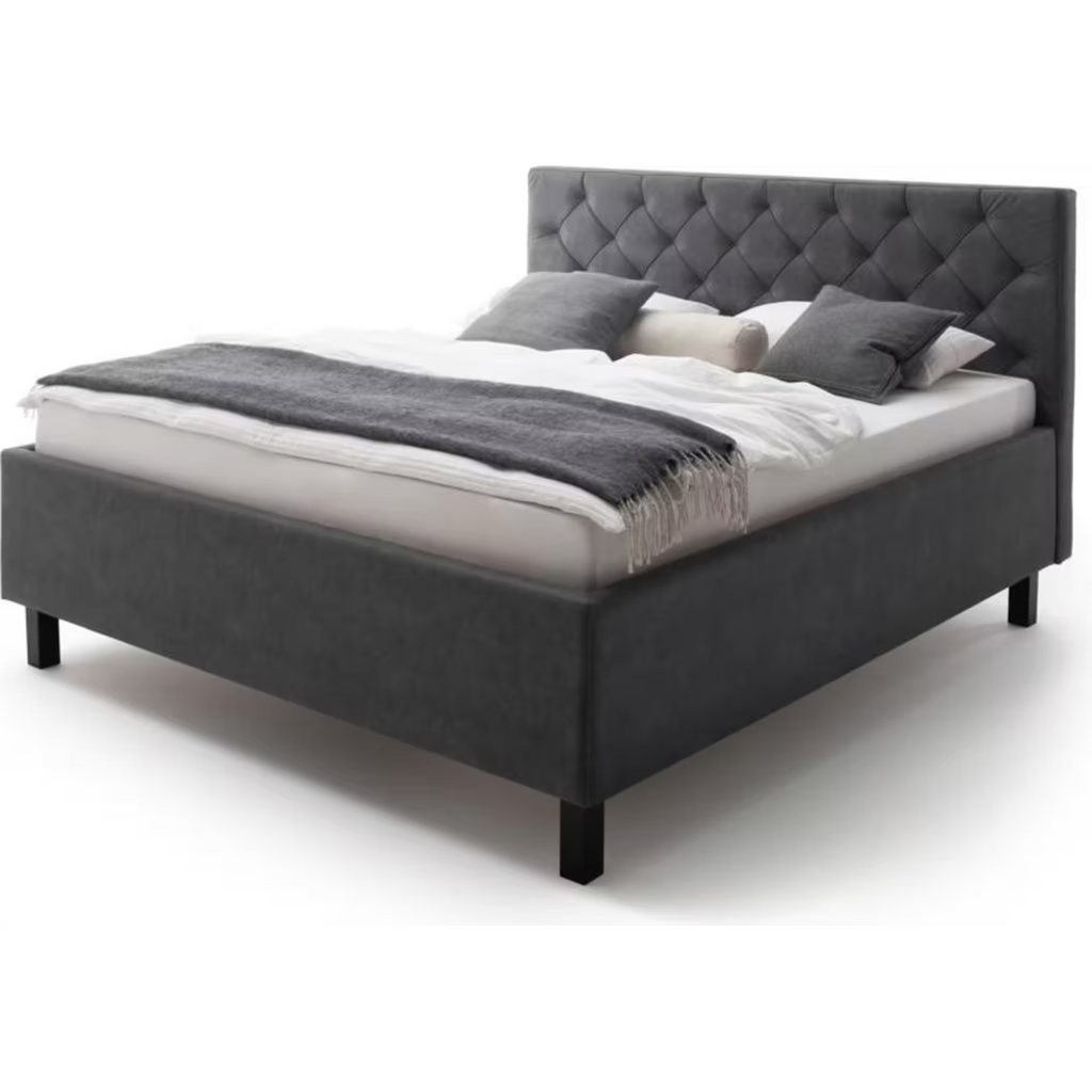 Lit rembourré avec coffre de rangement et matelas 180x200