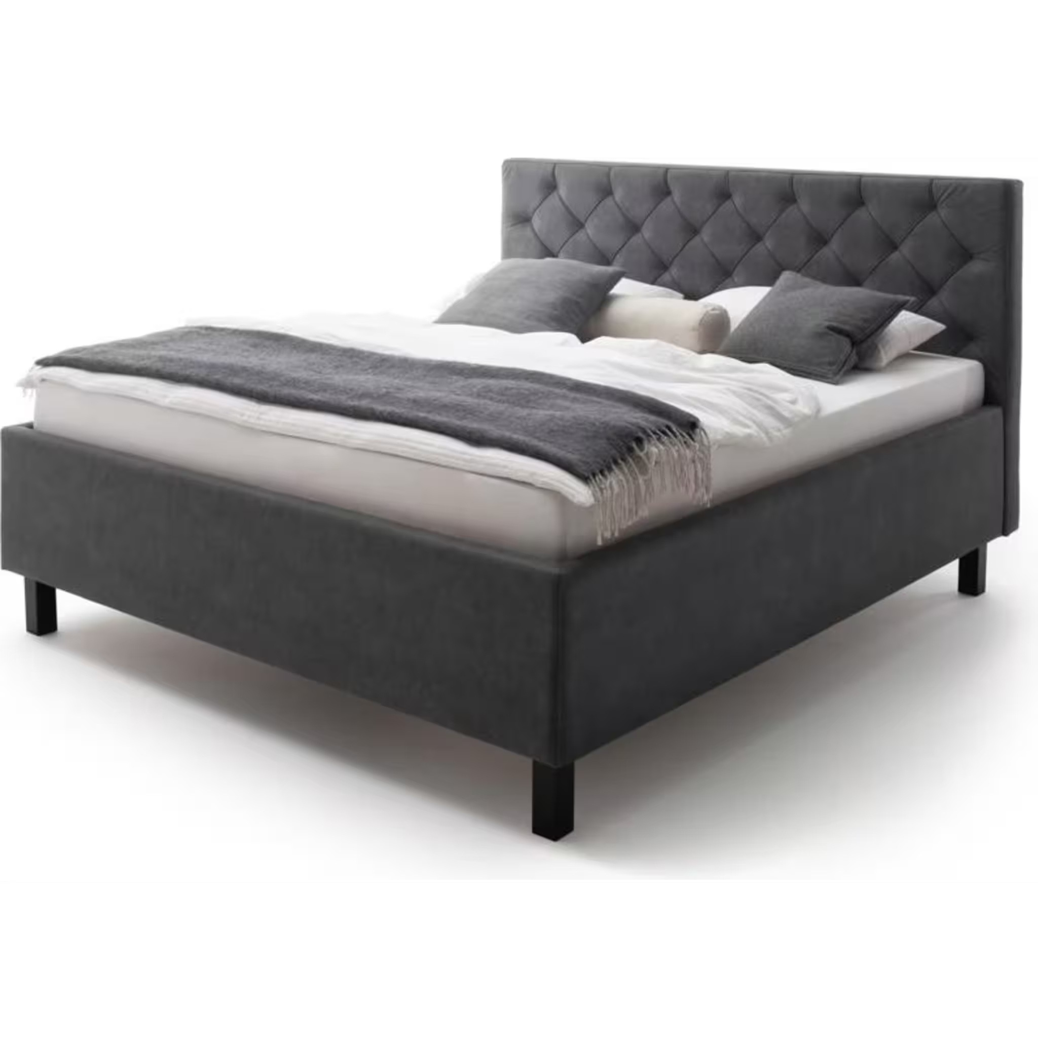 Lit rembourré avec coffre de rangement et matelas 180x200