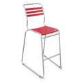 Moderner Aluminium Barhocker mit roten Kunststoffstreben - Bistro Barstühl höhenverstellbar