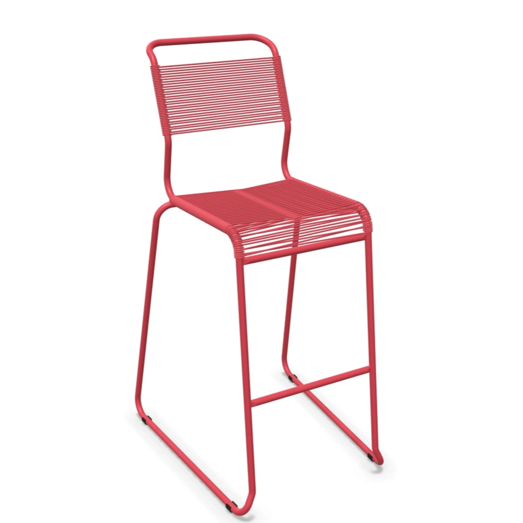 Roter Barhocker mit Seilgeflecht und Fußstütze, modernes Design für Küche und Bar
