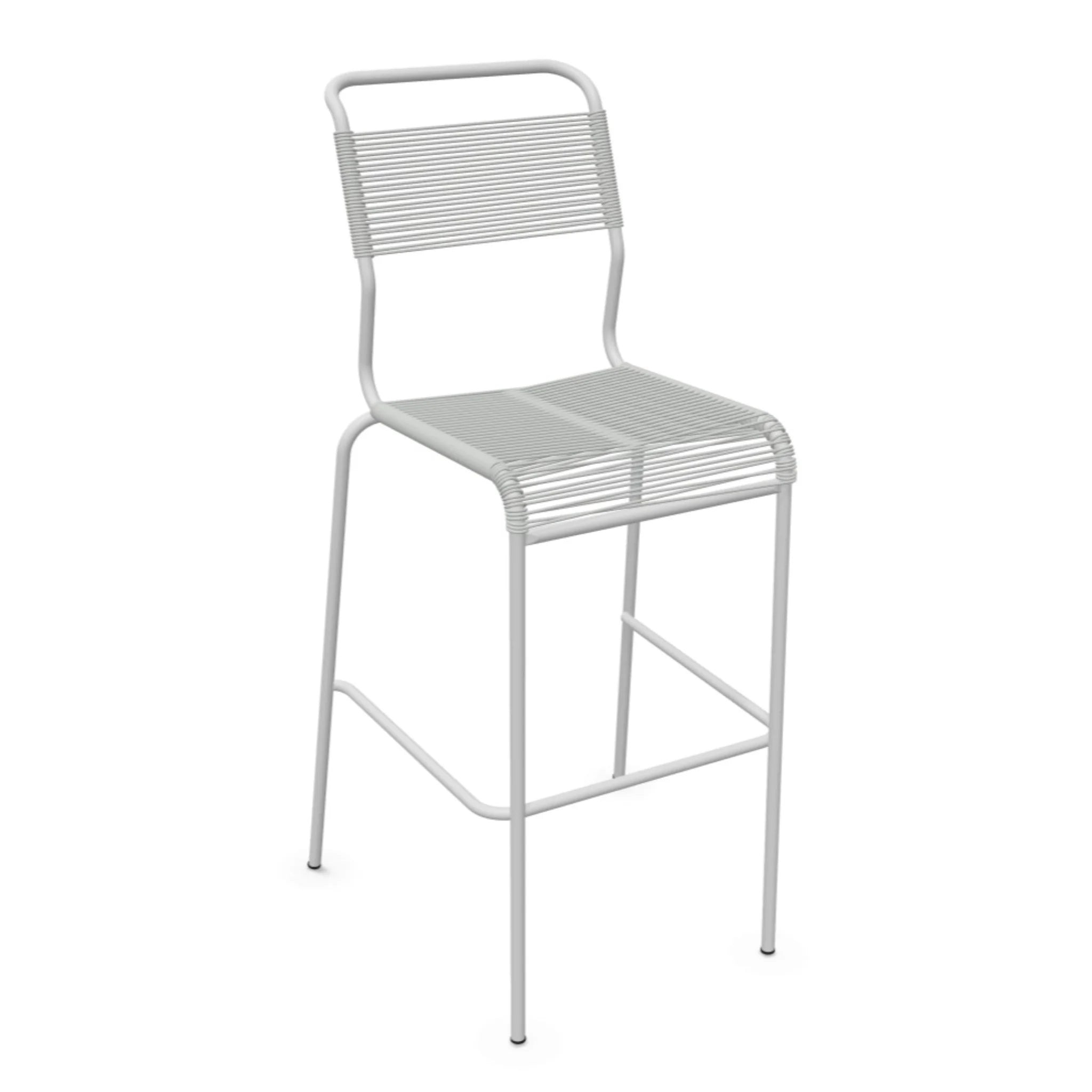 Aluminium Barhocker silber mit Kunststofflehne und Fußstütze - modernes Design für Küche und Bar
