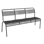 Moderne Gartenbank aus Metall in Anthrazit mit Rückenlehne, 3-Sitzer Outdoorbank